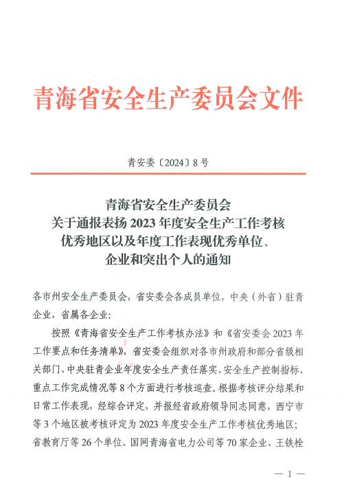 喜報(bào)！2023年度安全生產(chǎn)工作優(yōu)秀企業(yè)和突出個(gè)人名單揭曉！